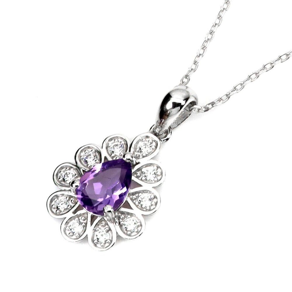 Natural Purple Amethyst .925 Sterling Silver Necklace